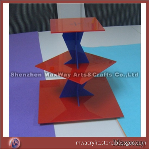 Red 3 Tiers Square Acrylic Cupcake Stand